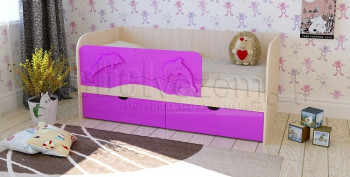Друзья Кровать детская 2 ящика 1.6 Фиолетовый глянец в Ордынском - ordynskoe.mebel54.com | фото