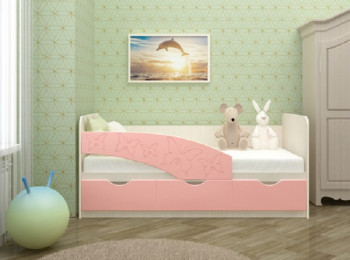 Кровать Бабочки 1,6м (Розовый металлик) в Ордынском - ordynskoe.mebel54.com | фото