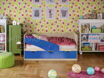 Кровать Бабочки 1,8м (Синий металлик) в Ордынском - ordynskoe.mebel54.com | фото