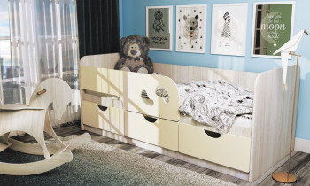 Кровать детская Минима Лего 1,86м с ящиками (дуб атланта/крем) в Ордынском - ordynskoe.mebel54.com | фото