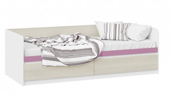 Кровать «Сканди» с 2 ящиками Дуб Гарден/Белый/Лиловый в Ордынском - ordynskoe.mebel54.com | фото