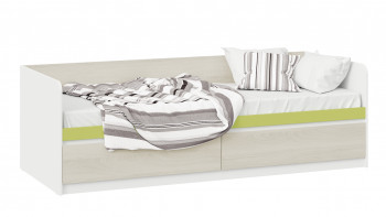 Кровать «Сканди» с 2 ящиками Дуб Гарден/Белый/Зеленый в Ордынском - ordynskoe.mebel54.com | фото