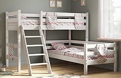 Кровать Соня вариант 8 угловая с наклонной лестницей Белый полупрозрачный в Ордынском - ordynskoe.mebel54.com | фото