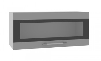 Норд ШВГС 800 Шкаф верхний горизонтальный со стеклом (Софт черный/корпус Белый) в Ордынском - ordynskoe.mebel54.com | фото