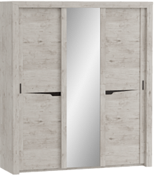 Шкаф трехдверный Соренто с раздвижными дверями Дуб бонифаций/Кофе структурный матовый в Ордынском - ordynskoe.mebel54.com | фото