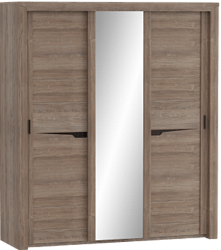 Шкаф трехдверный Соренто с раздвижными дверями Дуб стирлинг/Кофе структурный матовый в Ордынском - ordynskoe.mebel54.com | фото